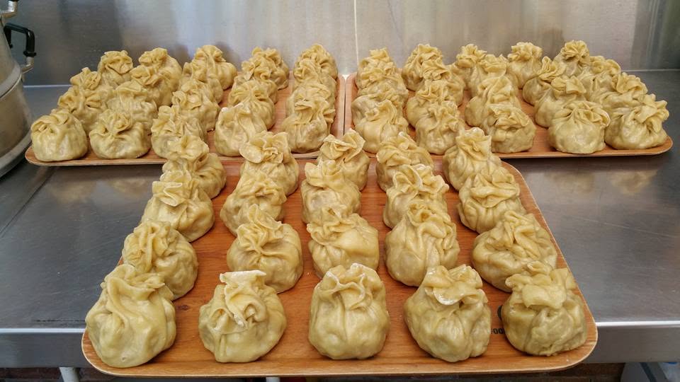 Trays of dim sims ready for cooking