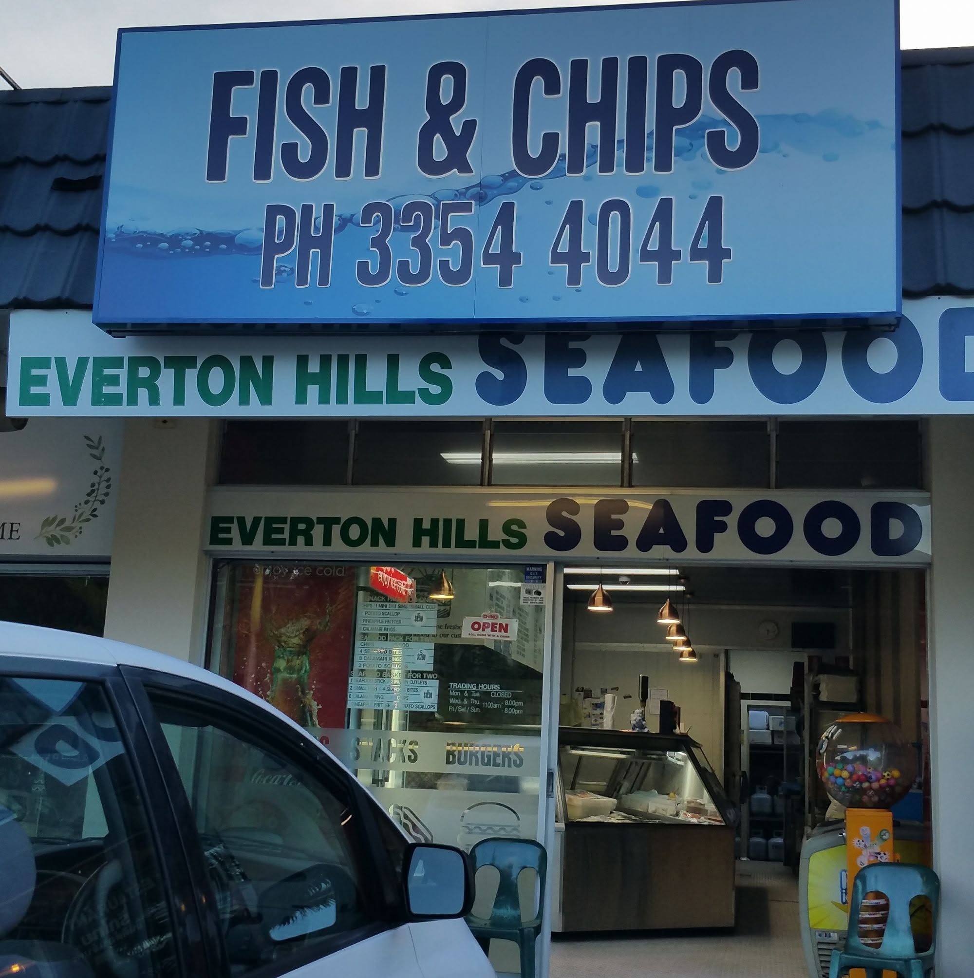 Everton Hills Seafood shopfront at Everton Hills Shopping Centre